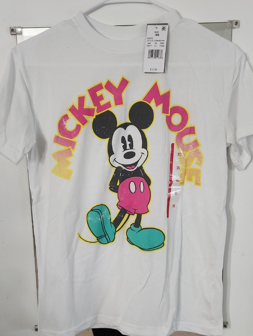 Disney Mickey Mouse Tee - White with Pink & Yellow
